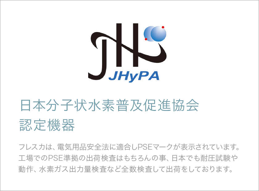 日本分子状水素普及促進協会認定機器